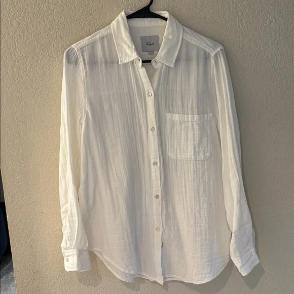 Rails Ellis gauze white organic cotton Button-Up Shirt S - Picture 5 of 9